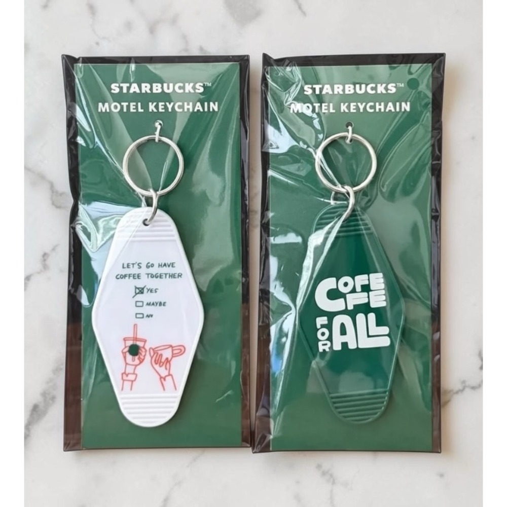 NWT Starbucks Motel Keychain 2pk 2026 Meet Me + Coffee For All Collectible Retro